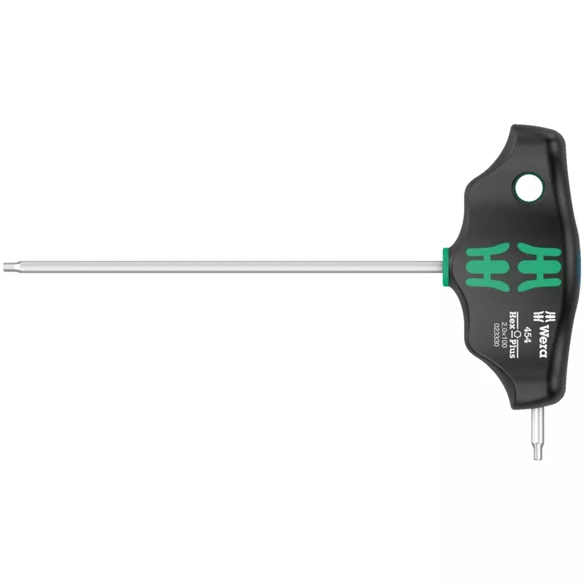 Wera 454 Hex-Plus T-Handle Hexagon Screwdriver with 100 mm Blade Length and 2.5 mm Tip Size, 5023332001