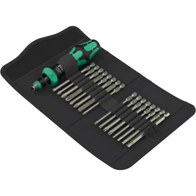 Wera Kraftform Kompakt 60 RA-R 1 Bitholding Screwdriver With Ratchet Functionality and Rapidaptor Quick-Release Chuck, 5051530001 (Set of 17)