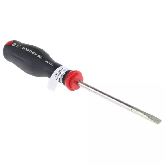 Facom SlottedScrewdriver, 5.5 x 1 mm Tip, 100 mm Blade, 209 mm Overall, AT5.5x100