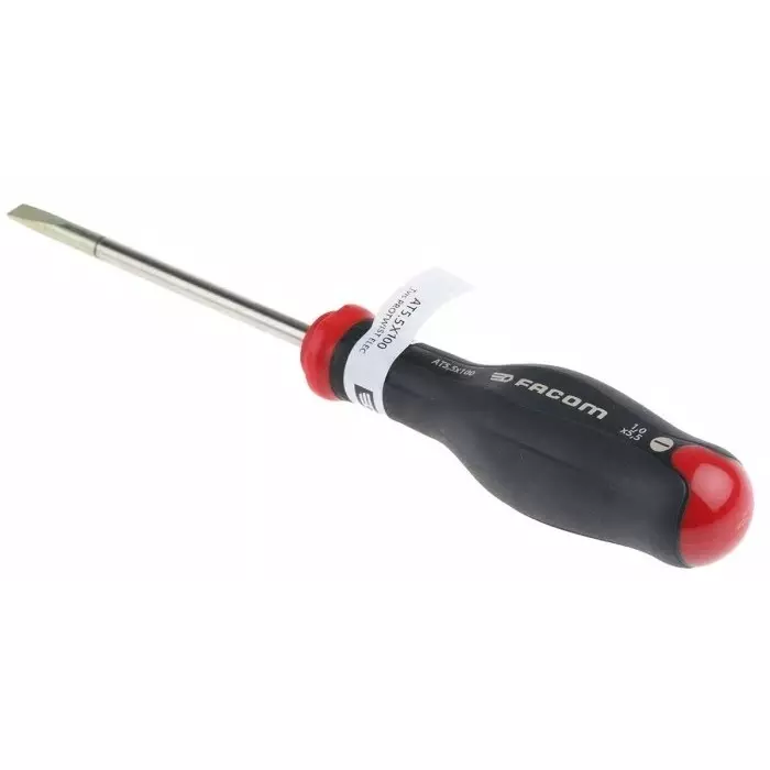 Facom SlottedScrewdriver, 5.5 x 1 mm Tip, 100 mm Blade, 209 mm Overall, AT5.5x100