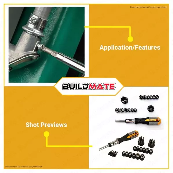 Hoteche 34 Pcs Ratchet Screwdriver Kit 1/4 Inch (6.35 mm) Drive Size CR-V Black & Silver for Industrial Use, 250534