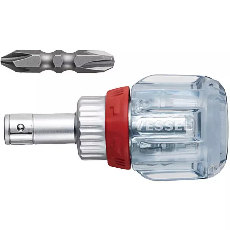 Vessel Ratchet Stubby Screwdriver 77 mm Overall Length, TD-6700W-23