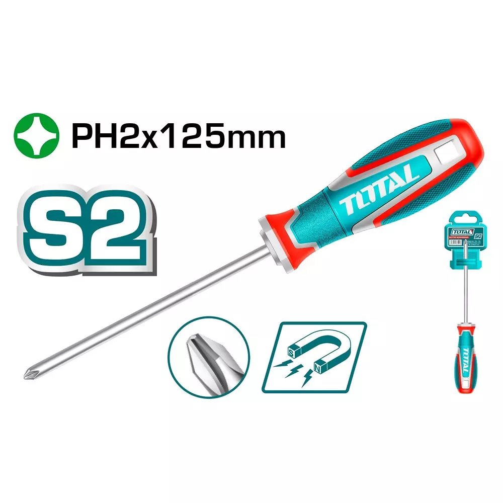 total-phillips-screwdriver-s2-steel-magnetic-tip-ergonomic-handle-ph2-x-125-mm-tsdph2125