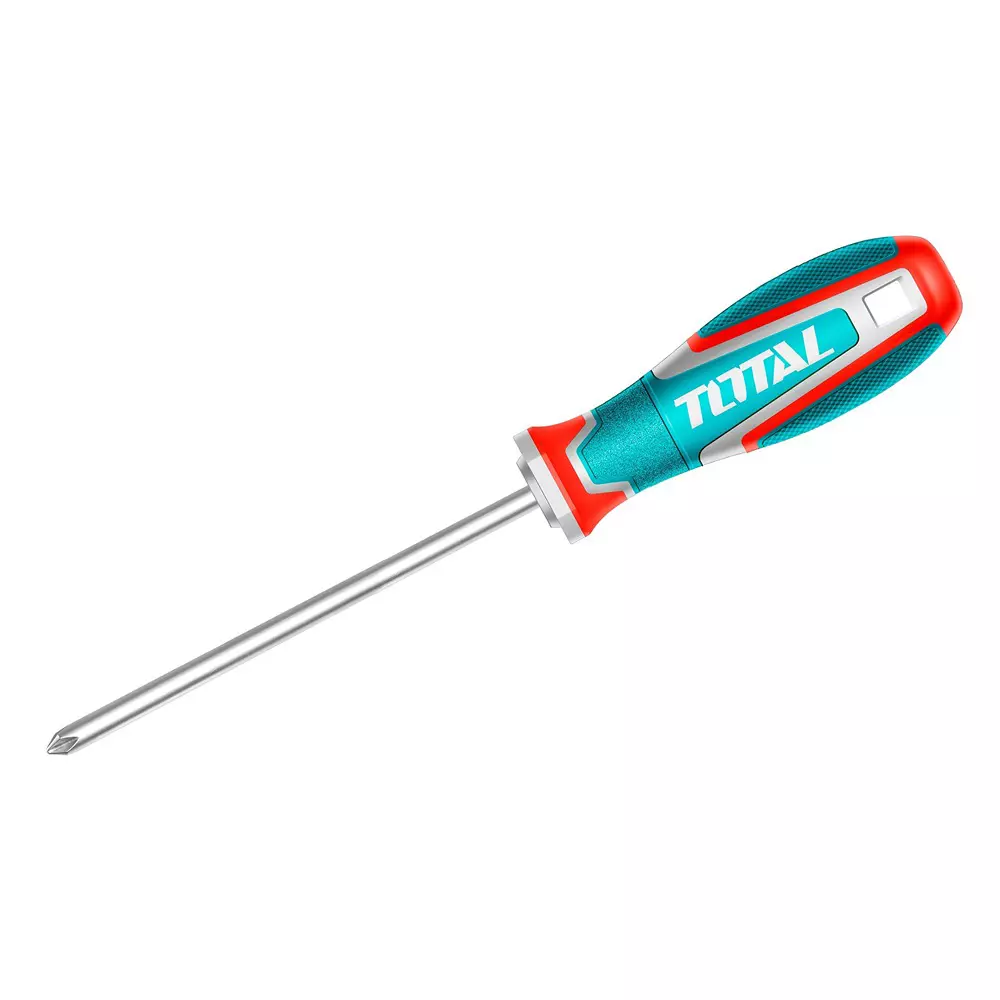 Total Phillips Screwdriver S2 Steel Magnetic Tip 6 mm Blade Ergonomic Handle PH2 x 150 mm, TSDPH2150