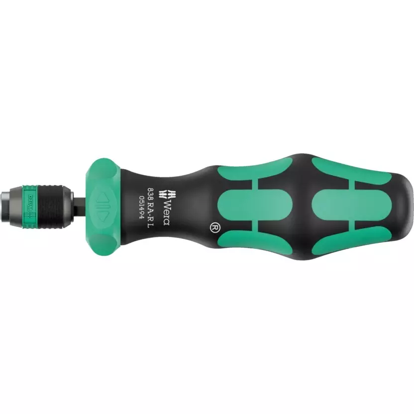 Wera 838 RA-R L Bitholding Screwdriver With Ratchet Functionality, 1/4 inch (6.35 mm) Tip Size and 140 mm Total Length, 5051494001