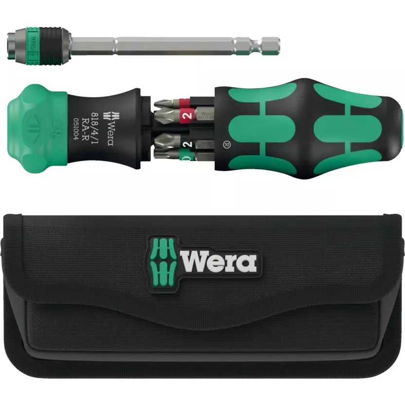 Wera Kraftform Kompakt 20 RA-R mit Tasche Bitholding Screwdriver With Ratchet Functionality and Rapidaptor Quick-Release Chuck, 5051514001 (Set of 6)