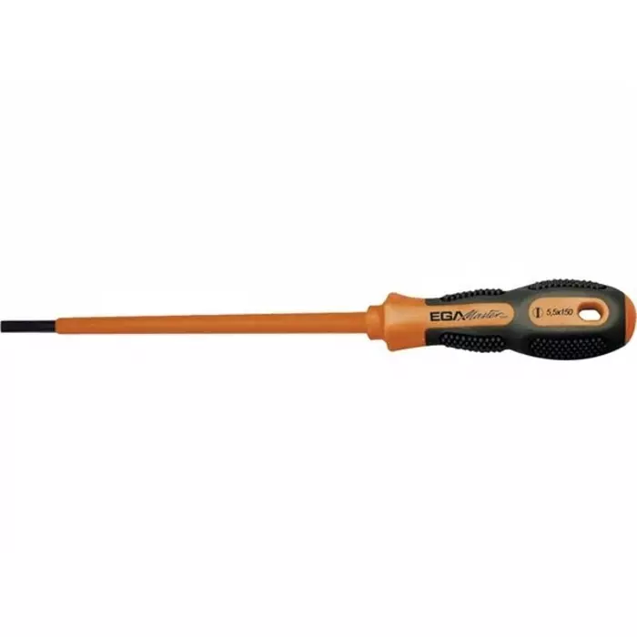 Ega-Master Slotted Electronic Screwdriver 2.5 mm Tip 75 mm Blade VDE/1000V 160 mm Overall, 76620