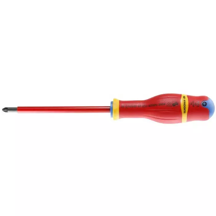 Facom Pozidriv Insulated Screwdriver, PZ3 Tip, 125 mm Blade, VDE/1000V, ATD3X150VE