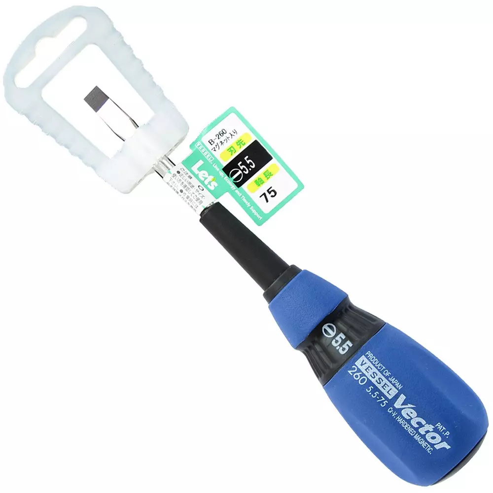 Vessel Vector Standard Screwdriver 75 mm Shaft Length, -5.5×75