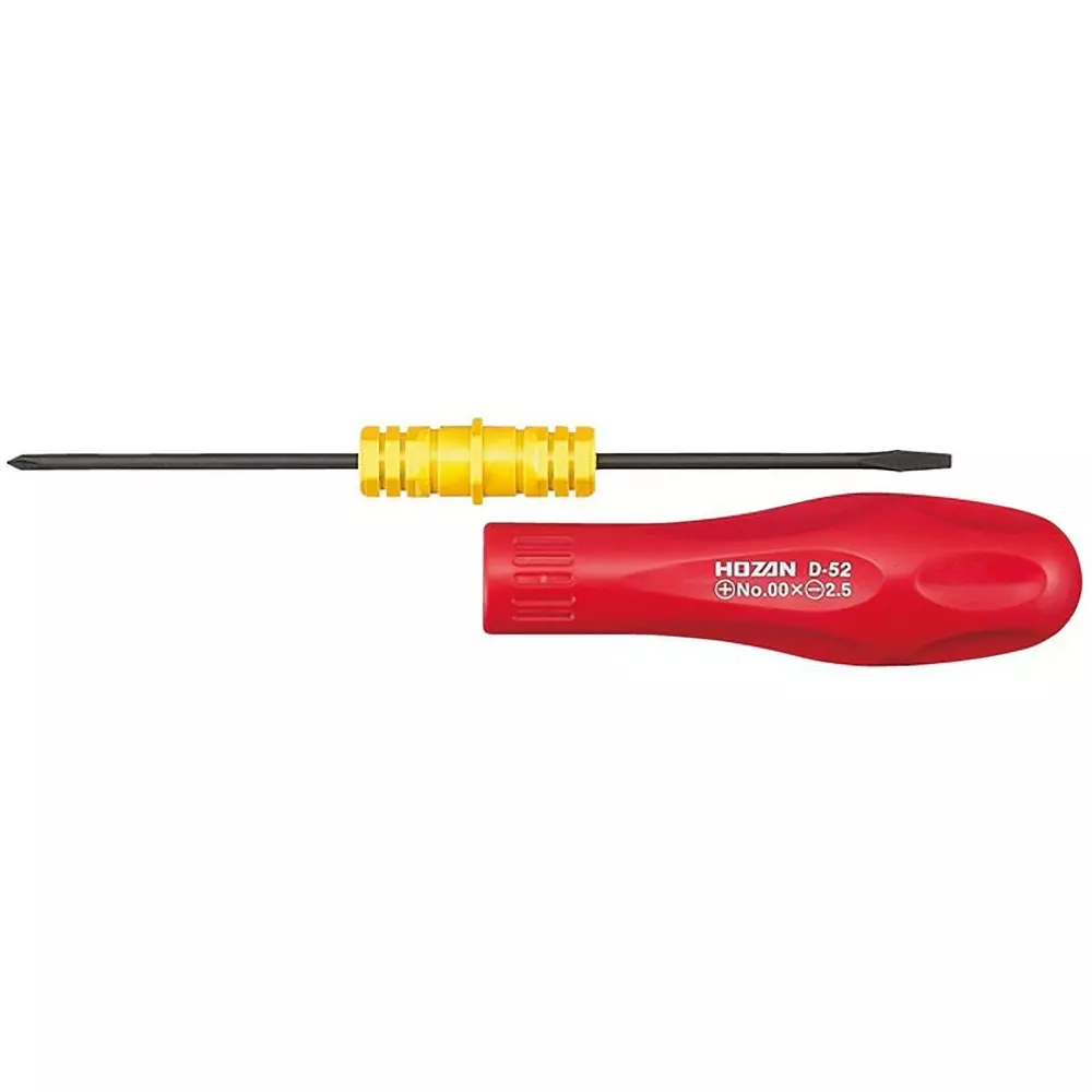 HOZAN Screwdriver Φ mm Shank Dia (+)No.00, (-)2.5x0.4 mm Tip Size, D-52