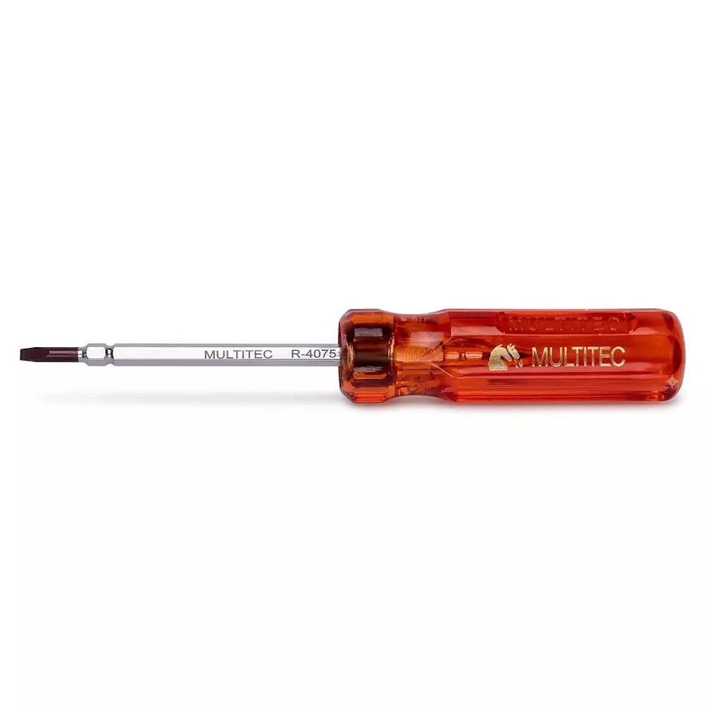 Multitec 2 in 1 Reversible Screw Driver with Hexagon Rod & Tip Alloy Steel Red 75 mm Projected Length for Industrial Use, R 4075
