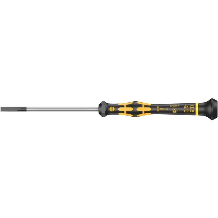 Wera 1578 A ESD Micro Screwdriver with 0.30 mm Blade Thickness, 1.8 mm Width and 60 mm Length for Slotted Screws, 5030102001