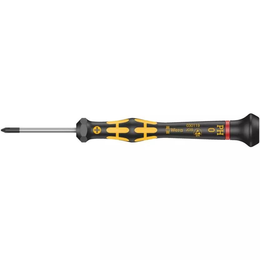 Wera 1550 ESD Micro Screwdriver with PH 0 Tip Size and 40 mm Length for Phillips Screws, 5030119001