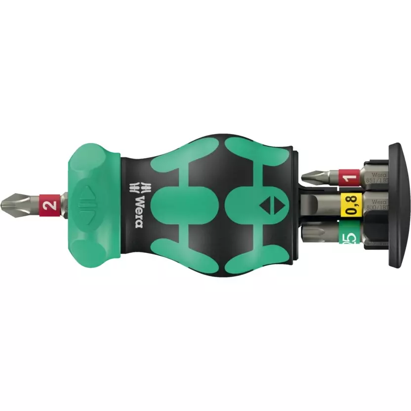 Wera Kraftform Kompakt Stubby Magazin RA 1 2025 Screwdriver with Bit Set, Kraftform Handle and Innovative Ratchet Mechanism, 5008891001 (Set of 6)