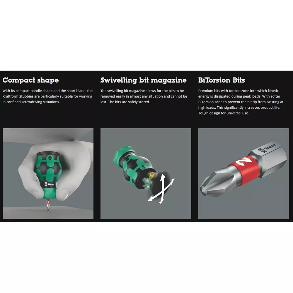 wera-kraftform-kompakt-stubby-magazin-ra-1-2025-screwdriver-with-bit-set-kraftform-handle-and-innovative-ratchet-mechanism-5008891001-set-of-6