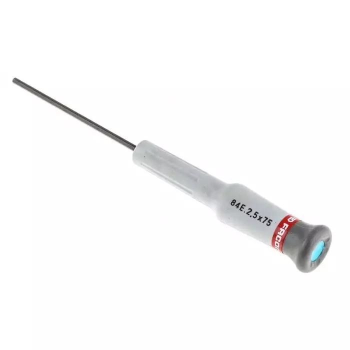 Facom Hexagon Precision Screwdriver, 2,5 mm Tip, 75 mm Blade, 168 mm Overall, 84E.2.5X75