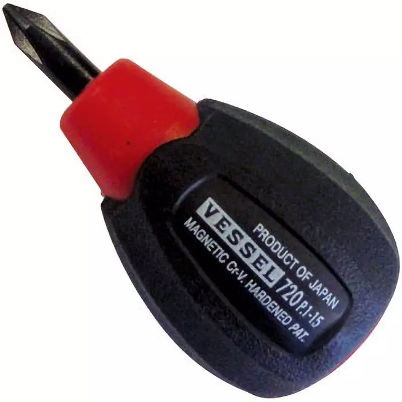 Vessel Super Cushion Stubby Screwdriver 15 mm Shaft Length, 720 +1X15
