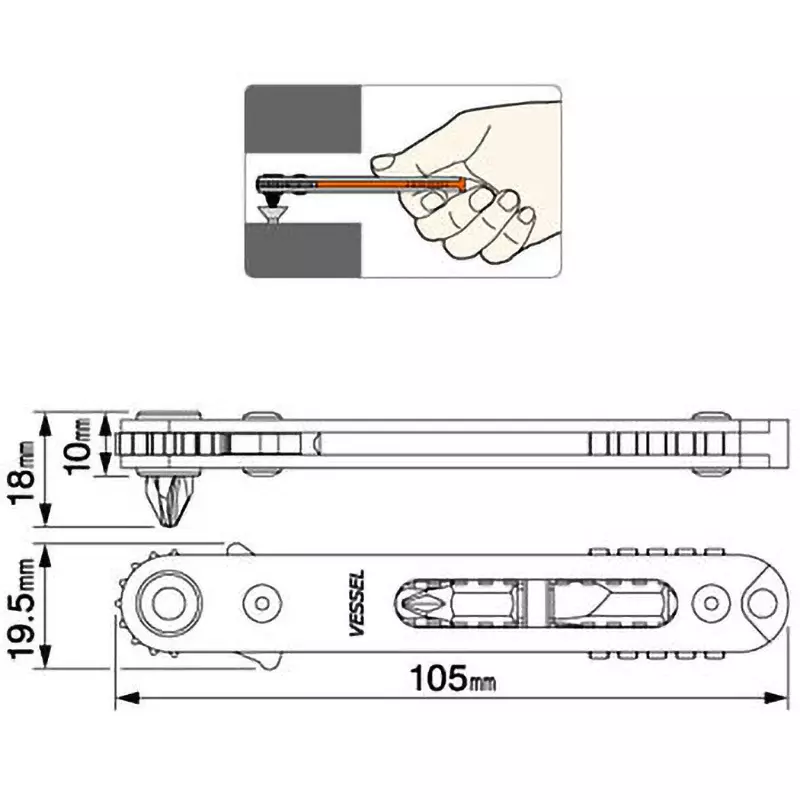 vessel-flat-shaped-ratchet-screwdriver-td-74