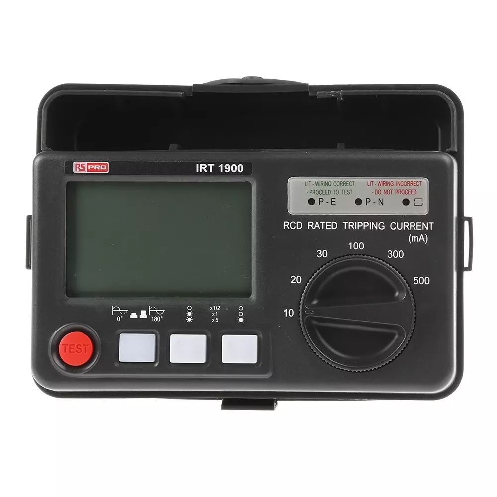 RS PRO Digital RCD Tester LCD 180 mm Mains 130 mm 70 mm, 1232240