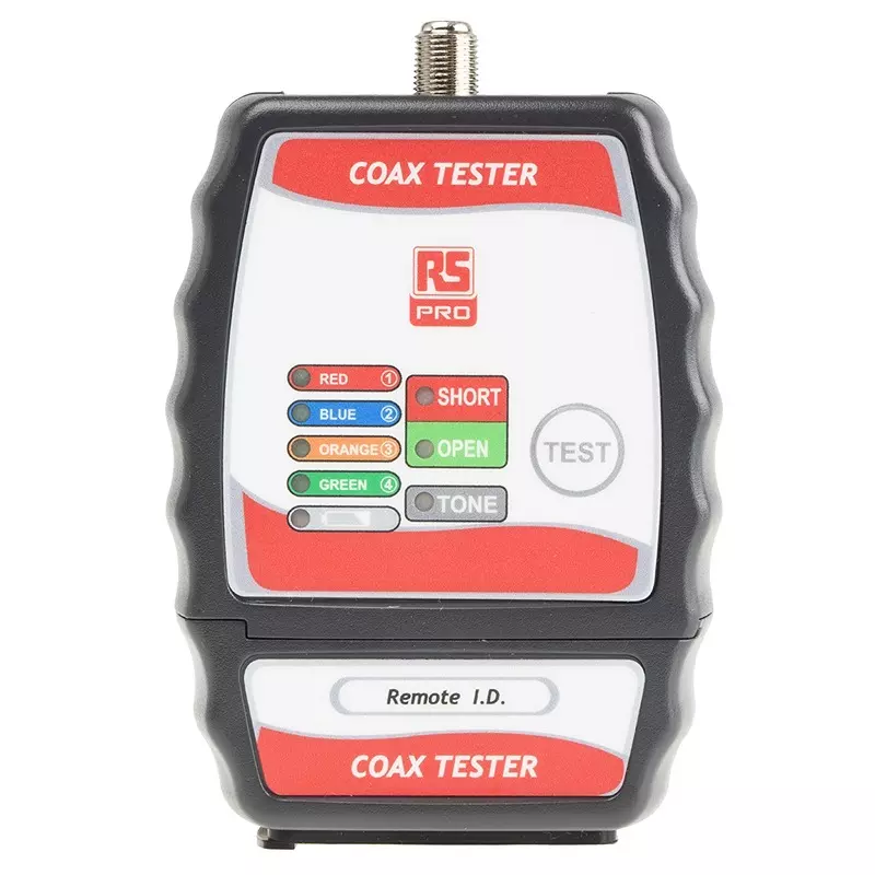 RS PRO Network Cable Tester F-Connector 103 mm 78 mm 32 mm LED Indicator 9 V DC Battery, 1466832