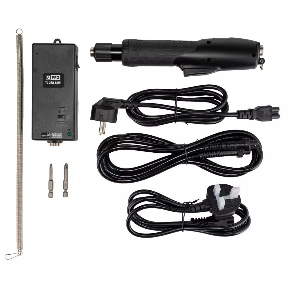 RS PRO Electric Torque Screwdriver 240 V 60 W Hexagon 1/4 Inch Brushless DC Motor 246 mm, 100392
