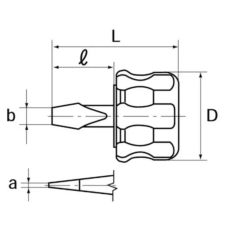 Ktc Minus Stubby Screwdriver Acetate Grip 6 mm Tip 20 mm Shaft, SD3-M