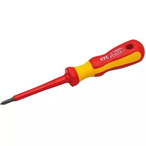 Ktc Insulated Plus Screwdriver No.1 80 mm Shaft 1000V Rated, PDEZA-1