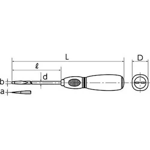 Ktc Minus Screwdriver Small Tip 4 mm Tip 50 mm Shaft, D7SM-450