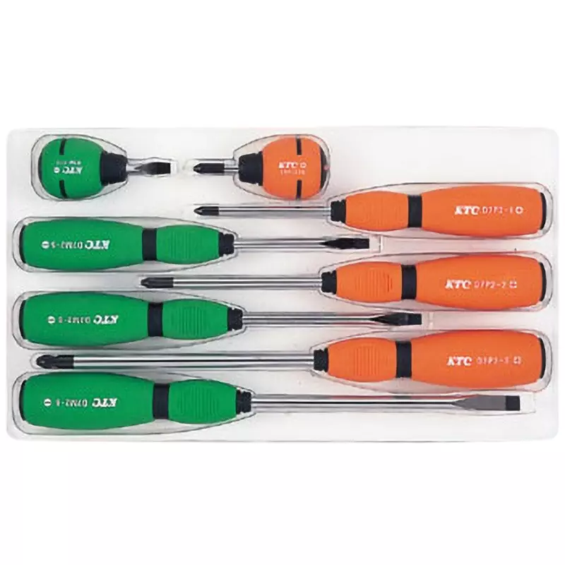 Ktc Penetrating Screwdriver Set Plus Minus Stubby, TD2798 (Pack of 8)