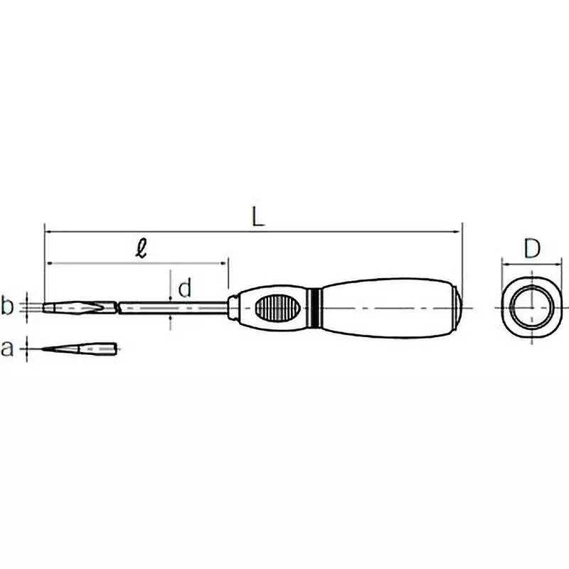 Ktc Minus Penetrating Screwdriver Elastomer Grip 5.5 mm Tip 75 mm Shaft, D7M2-5