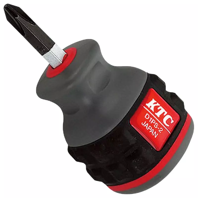Ktc Plus Stubby Screwdriver Resin Grip No.2 25 mm Shaft, D1PS-2