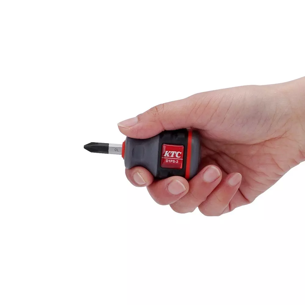 Ktc Plus Stubby Screwdriver Resin Grip No.2 25 mm Shaft, D1PS-2