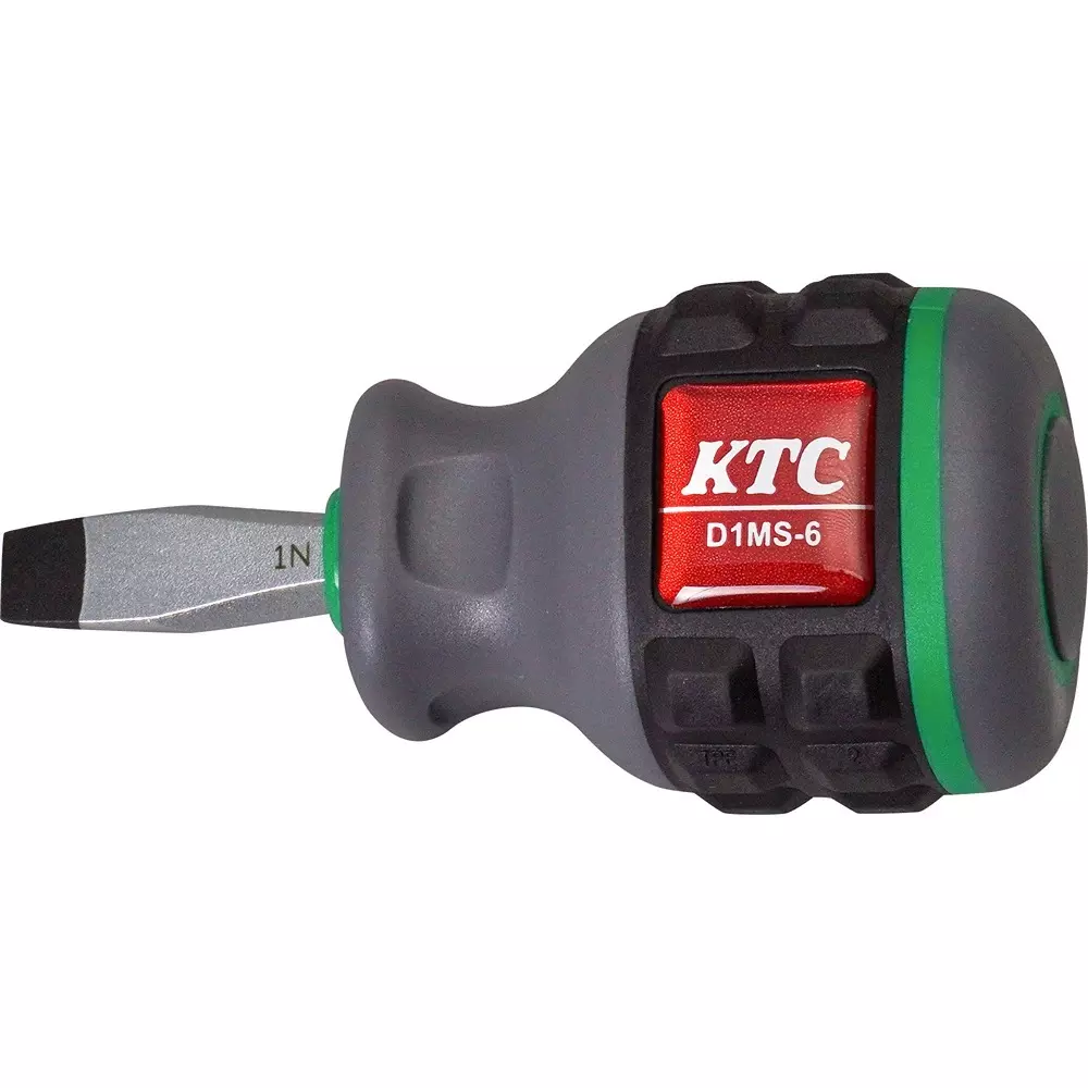 Ktc Minus Stubby Screwdriver Resin Grip 6.3 mm Tip 25 mm Shaft, D1MS-6
