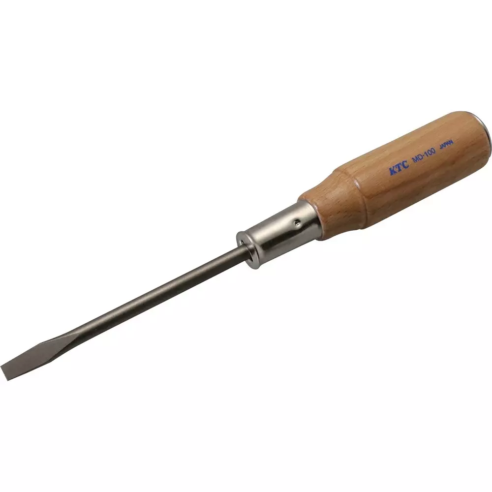 Ktc Minus Penetrating Screwdriver Wooden Grip 6 mm Tip 100 mm Shaft, MD-100