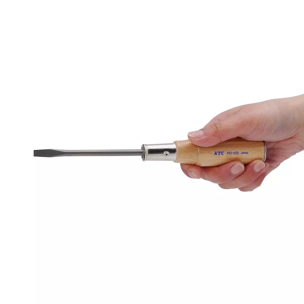 Ktc Minus Penetrating Screwdriver Wooden Grip 6 mm Tip 100 mm Shaft, MD-100
