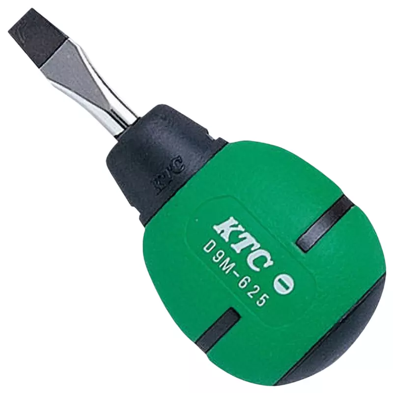 Ktc Minus Stubby Screwdriver Elastomer Grip 6 mm Tip 25 mm Shaft, D9M-625