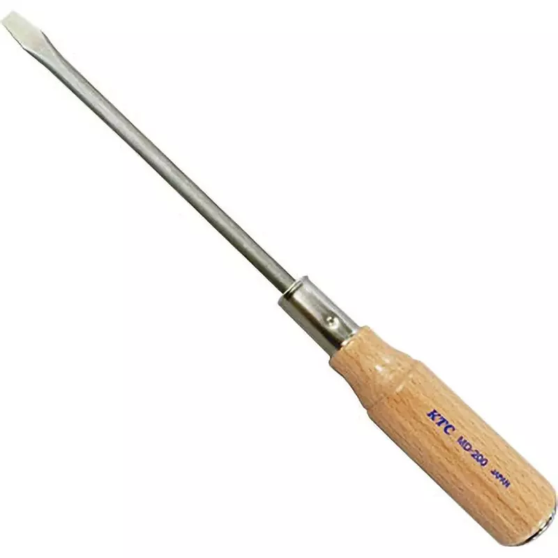 Ktc Minus Penetrating Screwdriver Wooden Grip 9 mm Tip 200 mm Shaft, MD-200