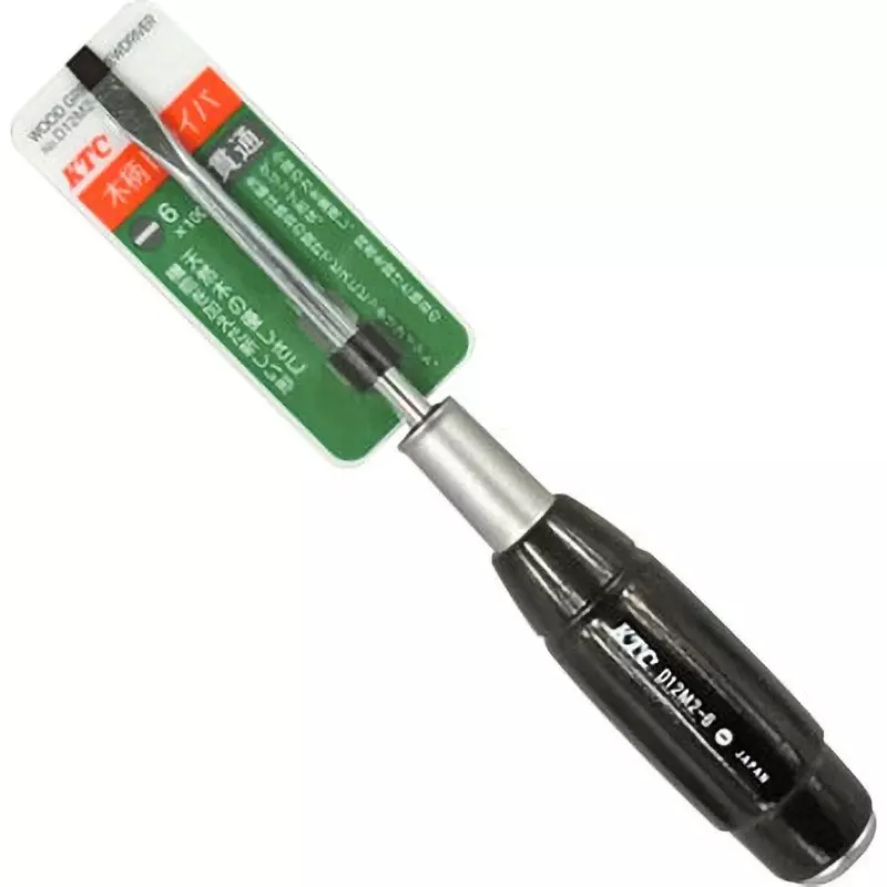 Ktc Minus Penetrating Screwdriver Wooden Grip 6 mm Tip 100 mm Shaft, D12M2-6