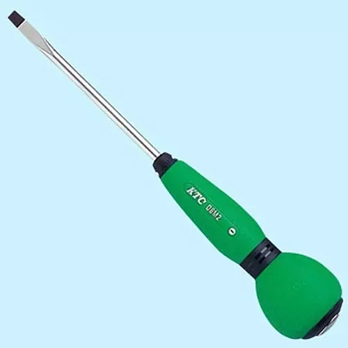 Ktc Stubby Minus Penetrating Screwdriver Elastomer Grip 6.3 mm Tip 130 mm Shaft, D8M2-615