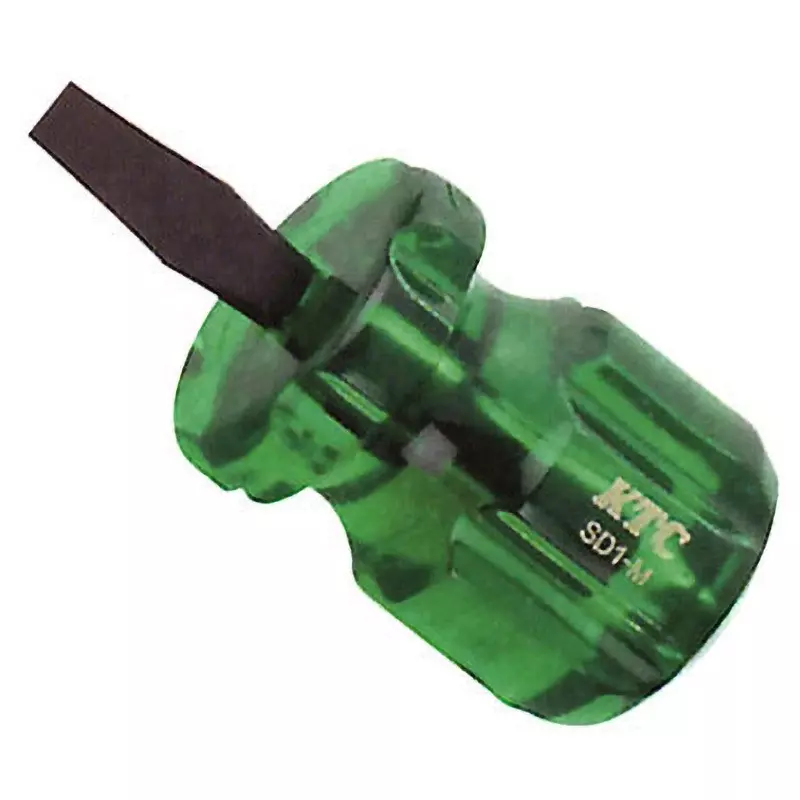Ktc Minus Stubby Screwdriver Acetate Grip 6 mm Tip 26 mm Shaft, SD1-M