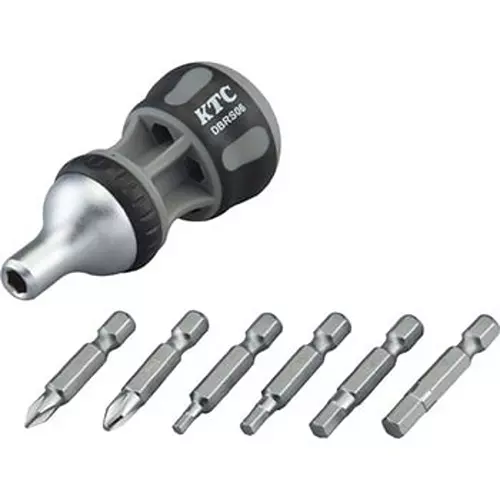 Ktc Ratchet Screwdriver Set Handle + Bits, DBRS06 (Pack of 7)