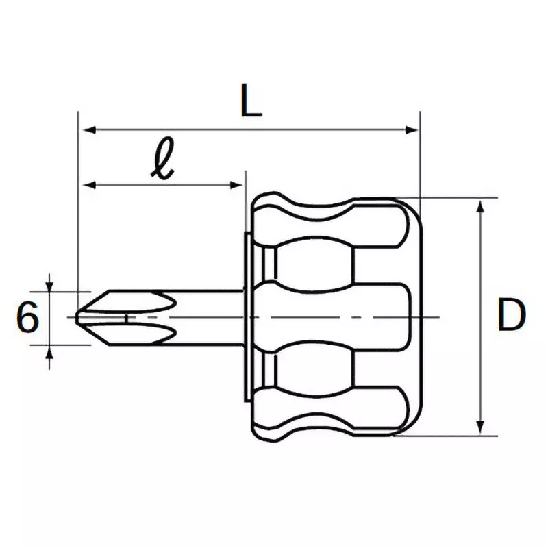 Ktc Plus Stubby Screwdriver Acetate Grip No.2 20 mm Shaft, SD3-P