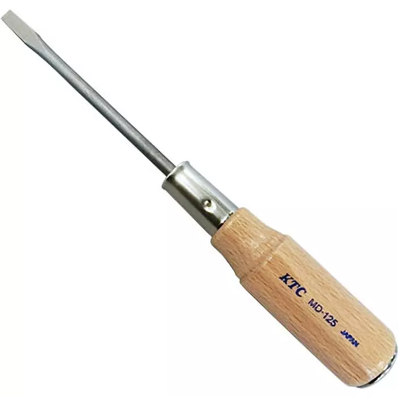 Ktc Minus Penetrating Screwdriver Wooden Grip 7 mm Tip 125 mm Shaft, MD-125