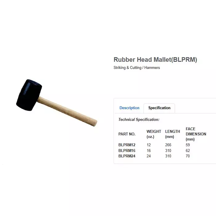 blue-point-68038-g-24-oz-rubber-head-mallet-70-mm-synthetic-head-and-genuine-hickory-handle-blprm24