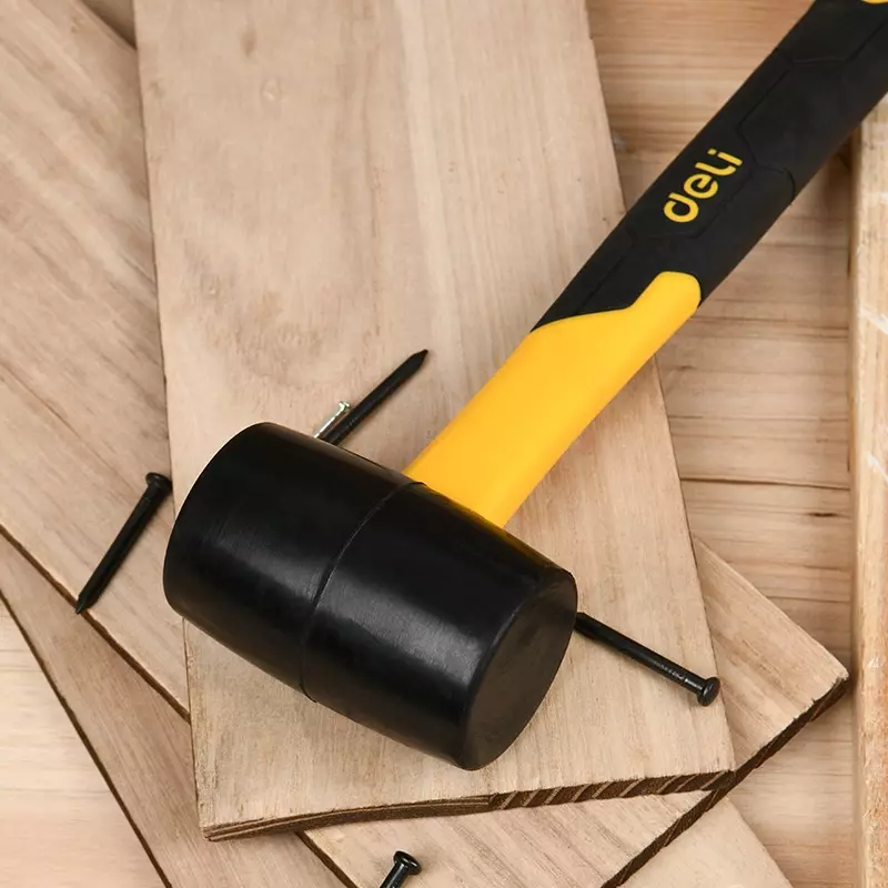 DELI Rubber Hammer 16 Oz Unique Design Fiberglass Handle, EDL5916