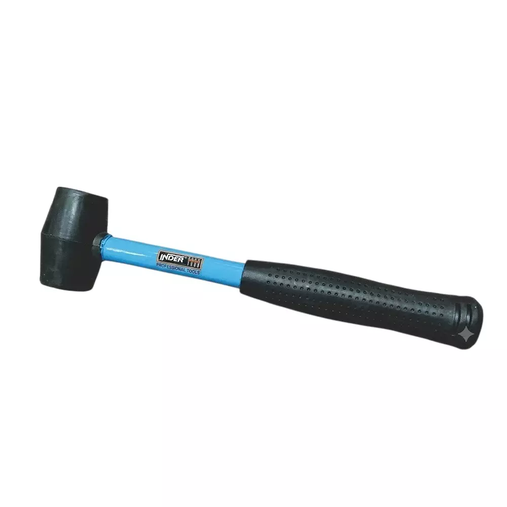 Inder Rubber Hammer Black & Blue Color with 57 mm Head Diameter and 700 g Weight, 519C