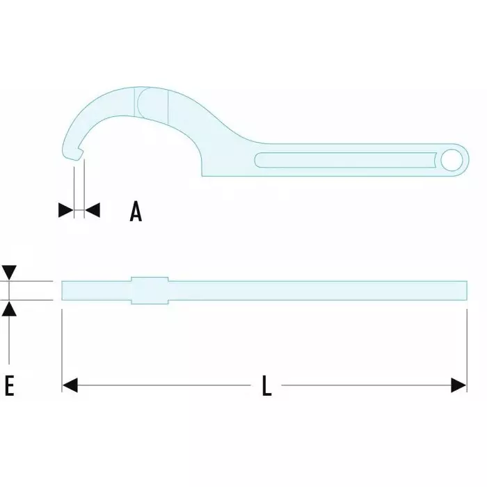 Facom 180mm Hook Spanner 492 mm Chrome Vanadium Steel, 125A.180