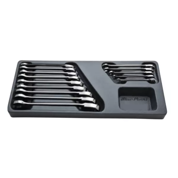Blue-Point 14 Pcs Ratcheting Combination Wrench Set Nickel Chrome Finish Alloy Steel Body and Size 6 to 19 mm, BPS5A