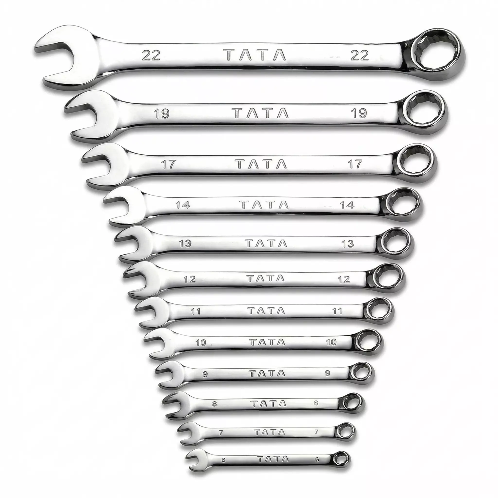 Tata Agrico 12 Pcs Combination Spanner Set Chrome Finish Metal Body for DIY, Home & Professional Use, CSK002