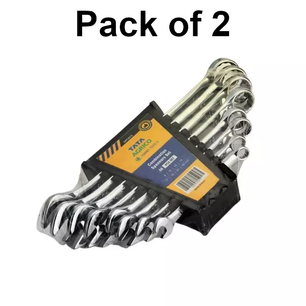 tata-agrico-12-pcs-combination-spanner-set-chrome-finish-metal-body-for-diy-home-professional-use-spc014-pack-of-2-kit